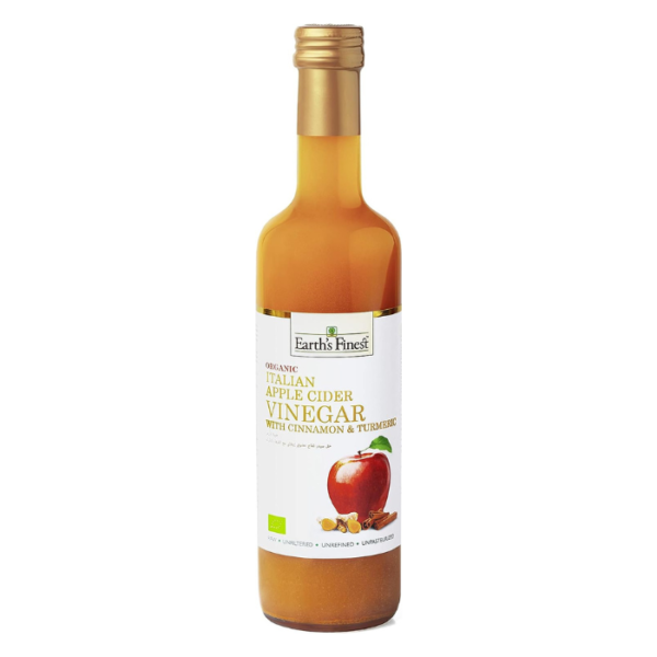 Earths Finest Organic Apple Cider Vinegar with Cinnamon & Turmeric 500ml
