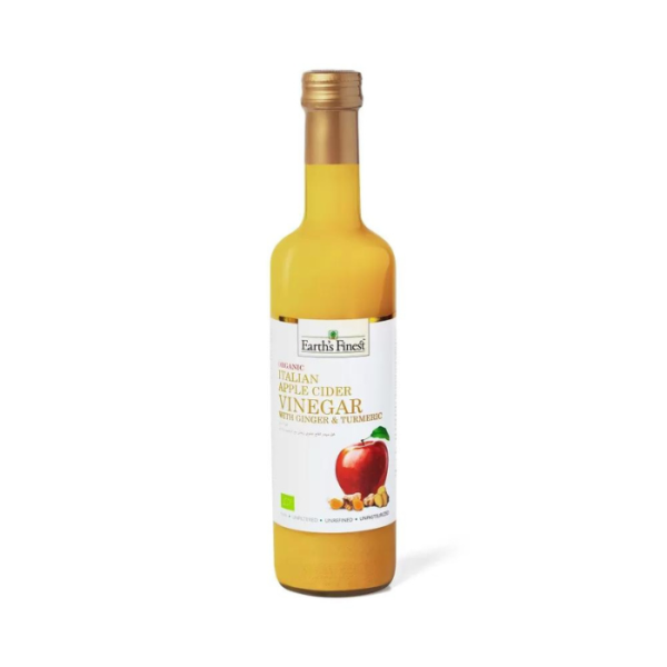 Earths Finest Organic Apple Cider Vinegar with Ginger & Turmeric 500ml