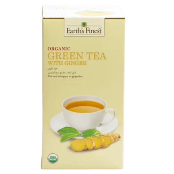 Earths Finest Organic Green Tea with Ginger 1.5g X 25