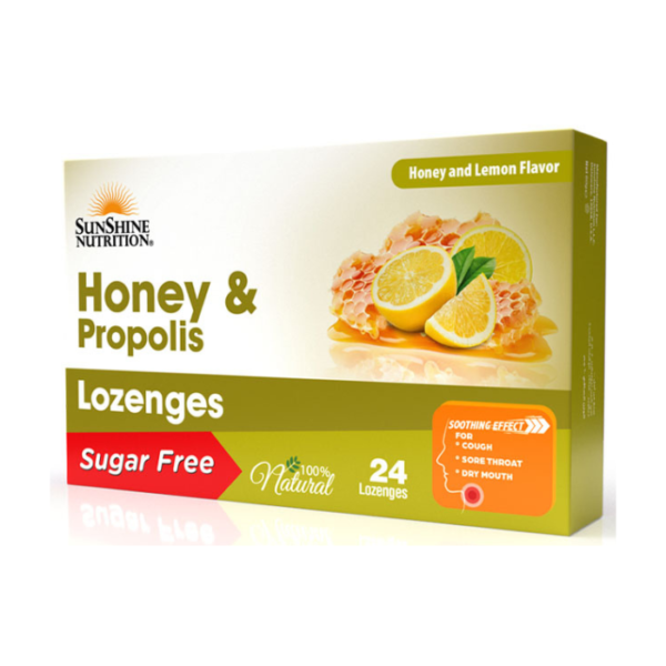 Sunshine Nutrition Honey & Propolis Sugar Free Lozenges Honey Lemon 24s