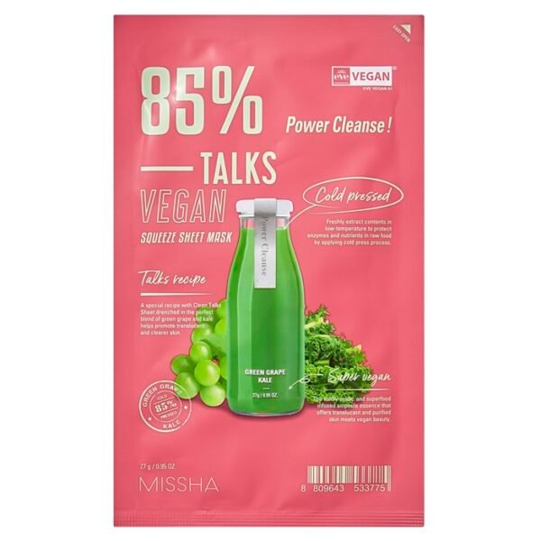 Missha Talks Vegan Squeeze Sheet Mask Power Cleanse 27g