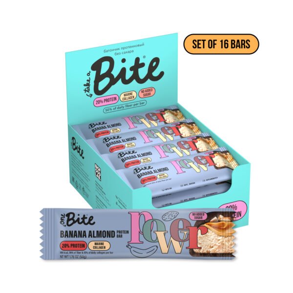 One Bite Protein & Collagen Bar Banana and Almond 50g 16s
