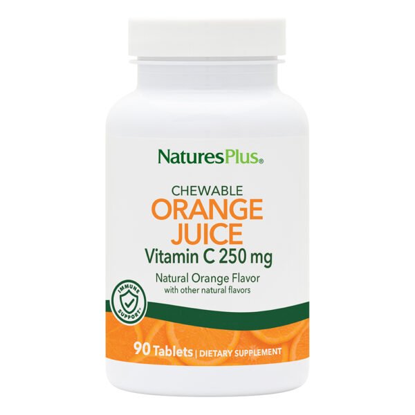 Natures Plus Orange Juice C 250 mg Chewable Vitamin C 90 Tablets