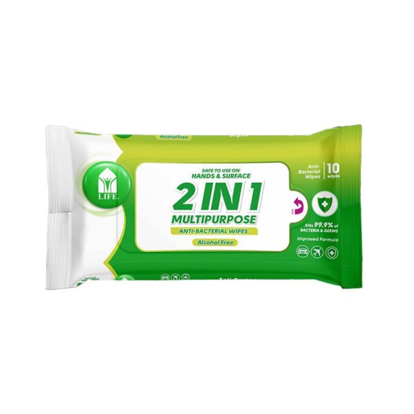Life 2in1 Multipurpose Antibacterial Wipes 10s Alcohol free